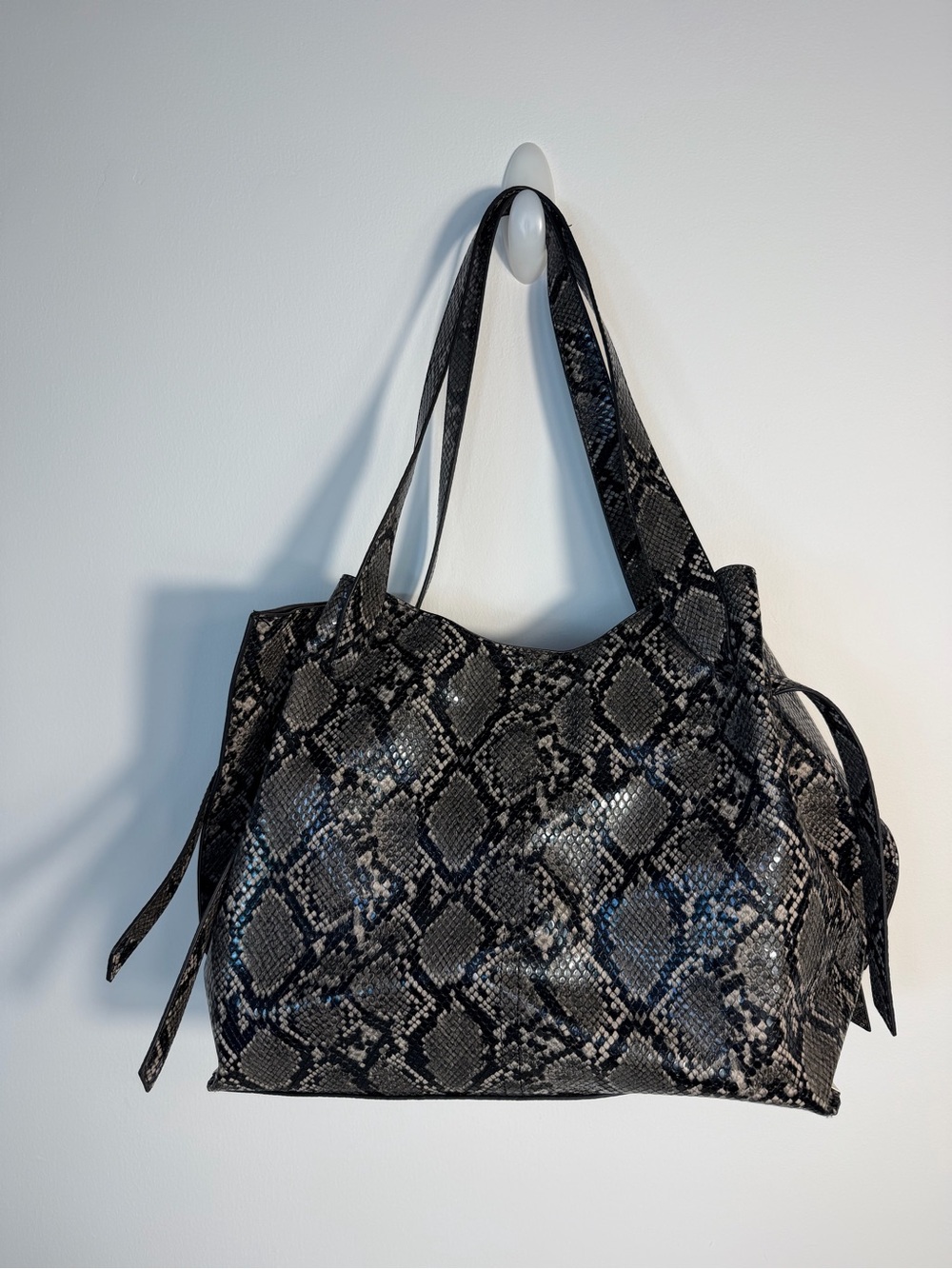Gianni Bini Snake-Print Black Tote Bag + Pouch included snakeskin oversized bag
